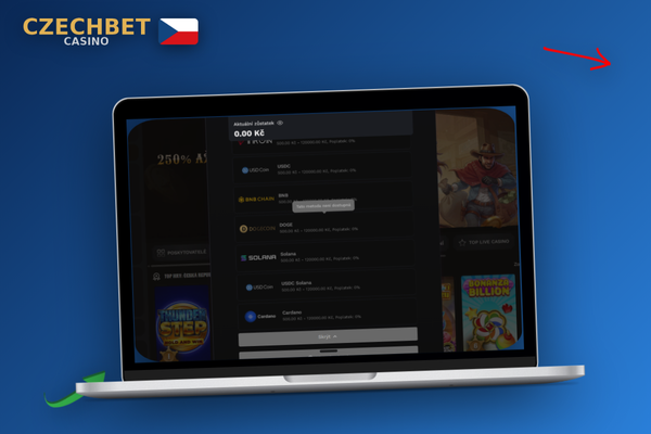 Přihlašovací obrazovka Czechbet Casino desktop verze s možností registrace přes Google a Telegram