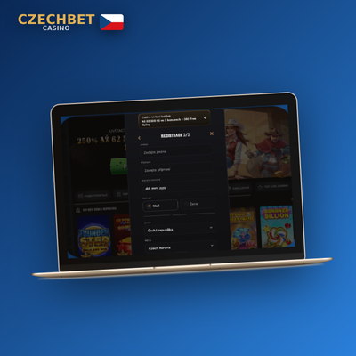 Registrace e-mailem v Czechbet Casino — ikona obálky s potvrzovací fajfkou