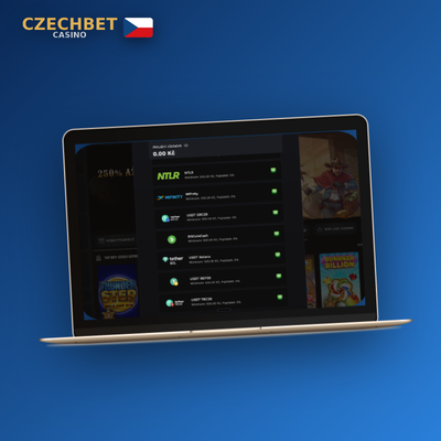 Sekce turnajů a VIP programu v Czechbet Casino desktop verzi s žebříčky a odznaky